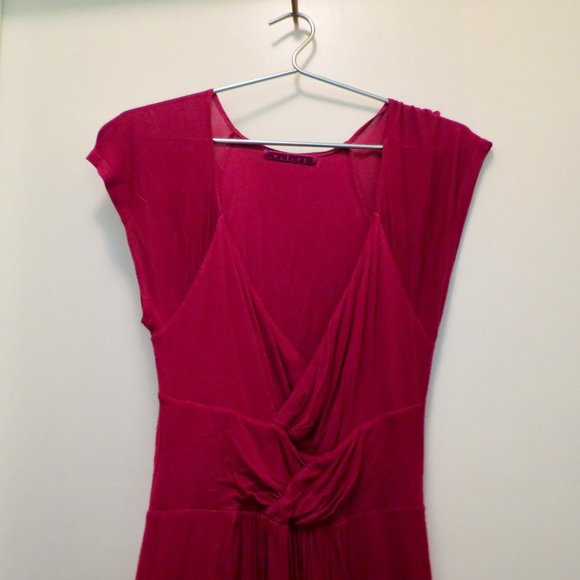 VELVET brand red midi dress rayon summer S 4/6 - Picture 2 of 3